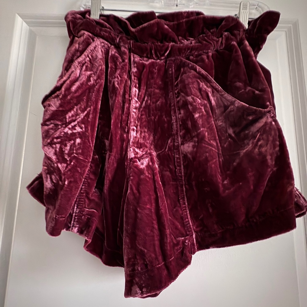 Free People High  Waisted Velvet Shorts